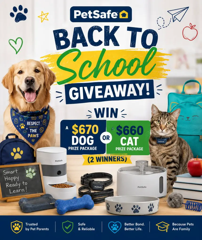 PetSafe Back To School Giveaway – Win A $670 Dog Or $660 Cat Prize Package (2 Winners)