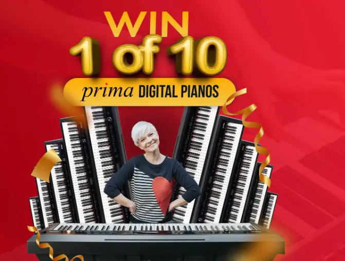 Pianote Prima Digital Piano Sweepstakes - Win a digital piano and a year of piano lessons.