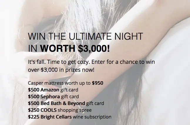 Ultimate Night In Sweepstakes! $3000 in Prizes!