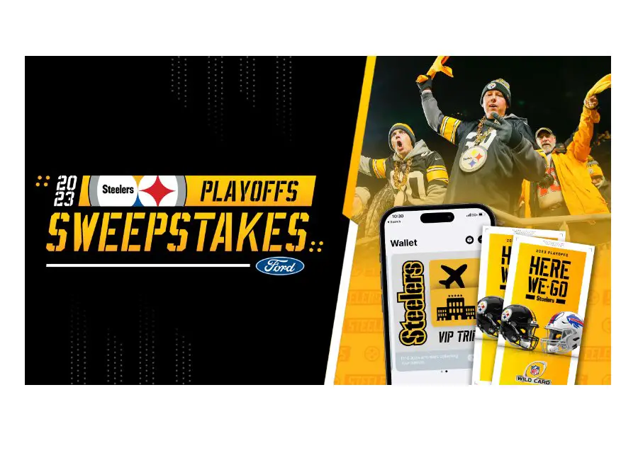 Pittsburgh Steelers 2023 Playoff Sweepstakes - Win A Trip For 2 To Steelers-Bills Wild Card Game