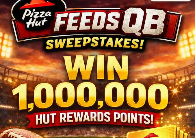 Pizza Hut Feeds QB Sweepstakes - Win 1 Million Hut Rewards Points (3 Winners)
