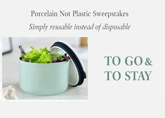 Porcelain Not Plastic Sweepstakes - Win a Lunch Box Set for Office and Picnic
