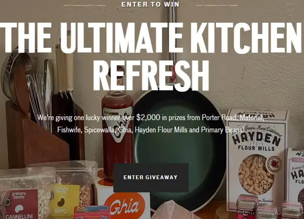 Porter Road The Ultimate Kitchen Refresh Giveaway - Win A $2,129 Prize Package
