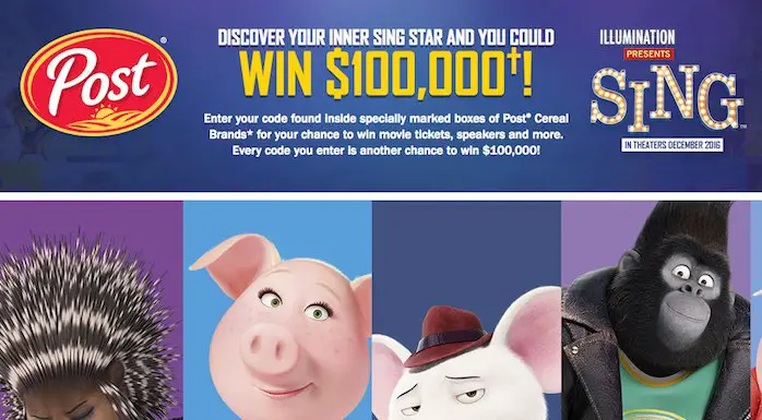 Post Cereal $100k SING Sweepstakes!