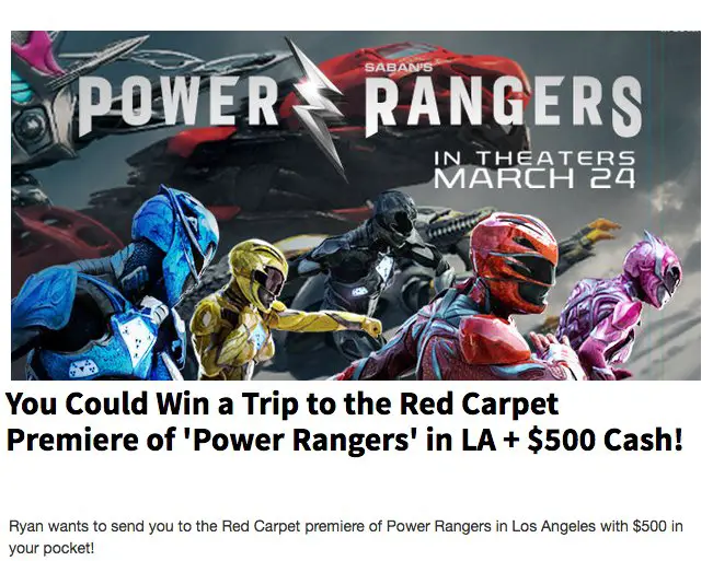 Power Rangers Premiere Sweepstakes