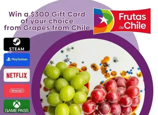 Power Up Your Snacking Experience With Grapes From Chile Giveaway – Win $300 Gift Card To Be Used On Netflix, Nintendo, Or Steam