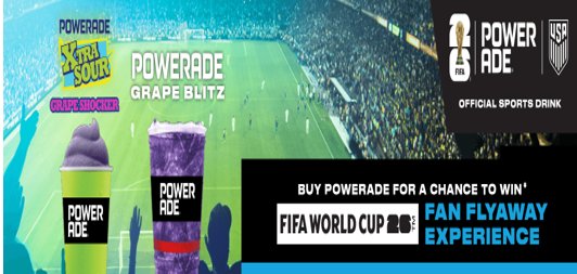 Powerade Sweepstakes - Win A Trip For 2 To A Sponsor-Specified FIFA World Cup Game & More (77 Winners)