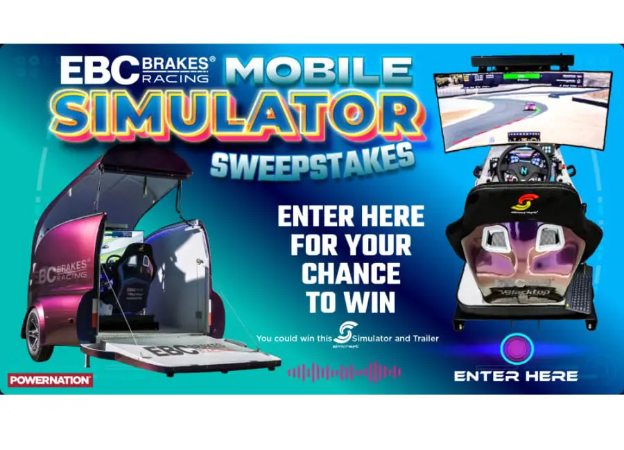 PowerNation EBC Brakes Mobile Simulator Sweepstakes - Win A Racing Simulator With Customized Trailer