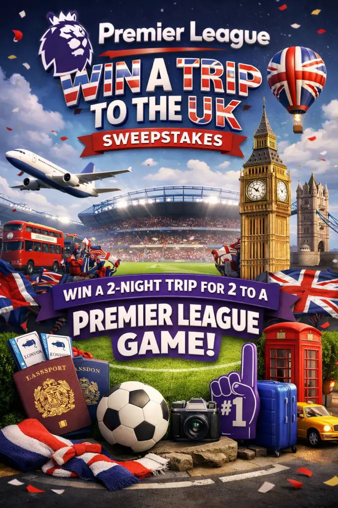 Premier League Win A Trip To The UK Sweepstakes – Win A 2-Night Trip For 2 To A Premier League Game