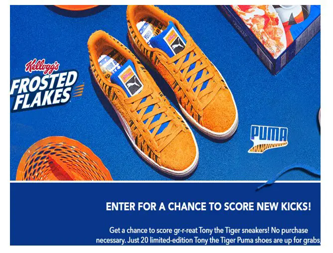 PUMA x Kellogg’s Frosted Flakes Sweepstakes - Win A Pair Of Tony The Tiger Puma Sneakers (20 Winners)