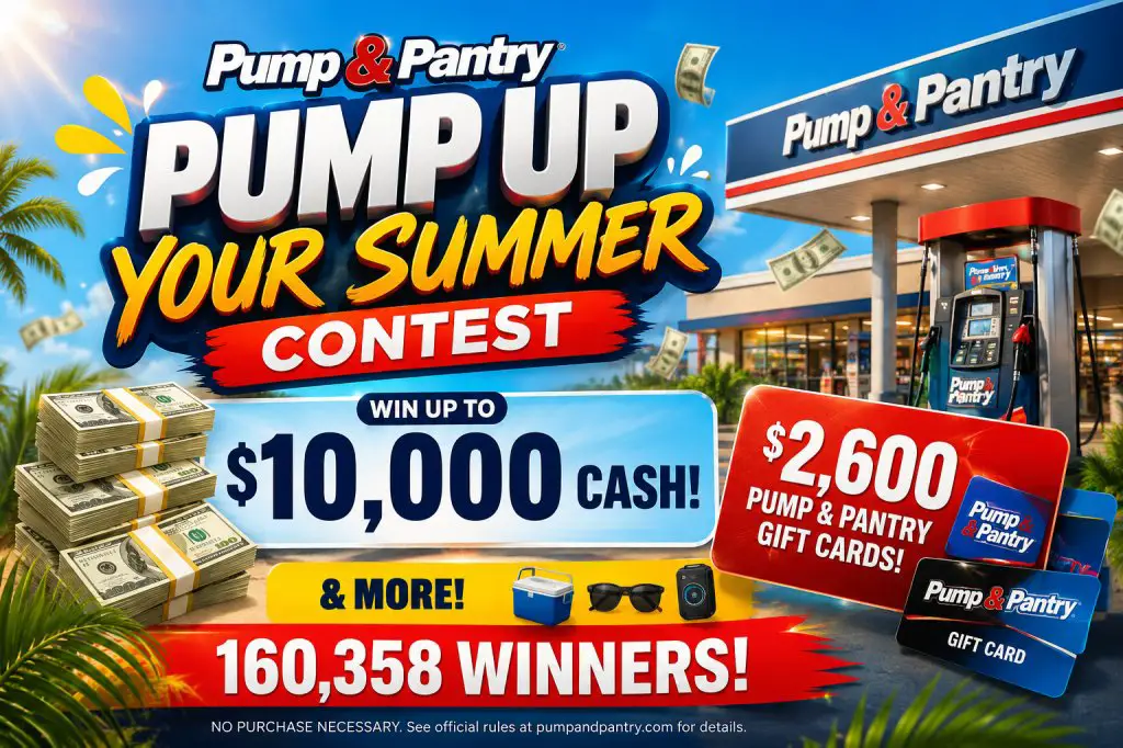 Pump & Pantry Pump Up Your Summer Contest – Win Up To $10,000 Cash, $2,600 Pump & Pantry Gift Cards & More (160,358 Winners)