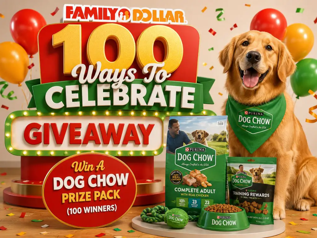 Purina Family Dollar 100 Ways To Celebrate Giveaway – Win A Dog Chow Prize Pack (100 Winners)