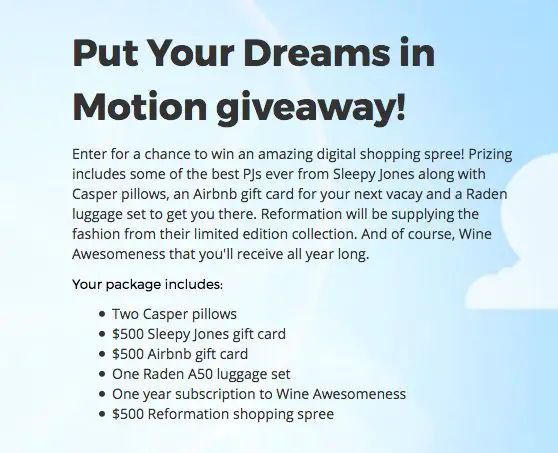 Put Your Dreams In Motion Giveaway