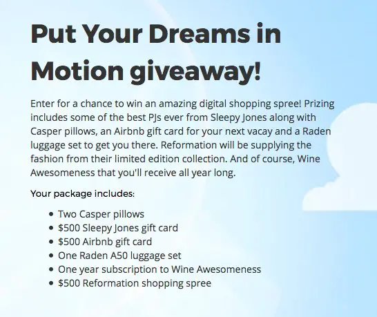 Put Your Dreams In Motion Giveaway