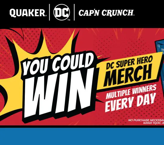 Quaker DC Heroes Instant Win Game Sweepstakes - Win DC Heroes Merch (T-shirts, Hoodies & More)