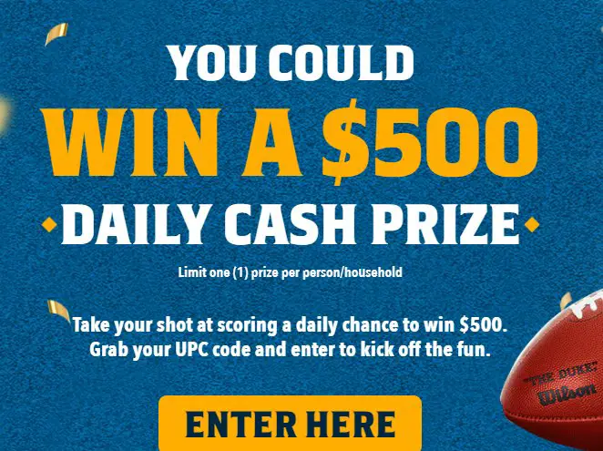 Quaker Touchdown Sweepstakes – Win $500 Cash (42 Winners)