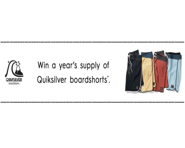 Quiksilver Win A Year’s Worth of Boardshorts Sweepstakes