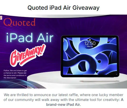 Quoted iPad Air Giveaway - Win an Apple iPad Air