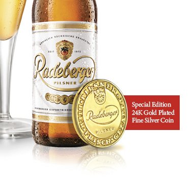 Radeberger 24K Gold Plated Fine Silver Coin x 50