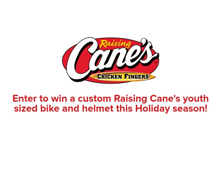 Raising Cane’s Chicken Fingers Holiday Bicycle Giveaway - Win A Children's Bike With Helmet (30 Winners)