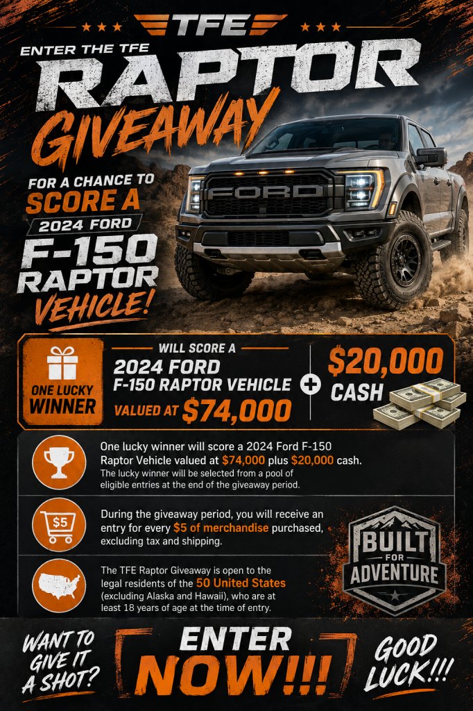 Ranchmerch.com TFE Raptor Giveaway – Win A 2024 Ford F-150 Raptor Vehicle