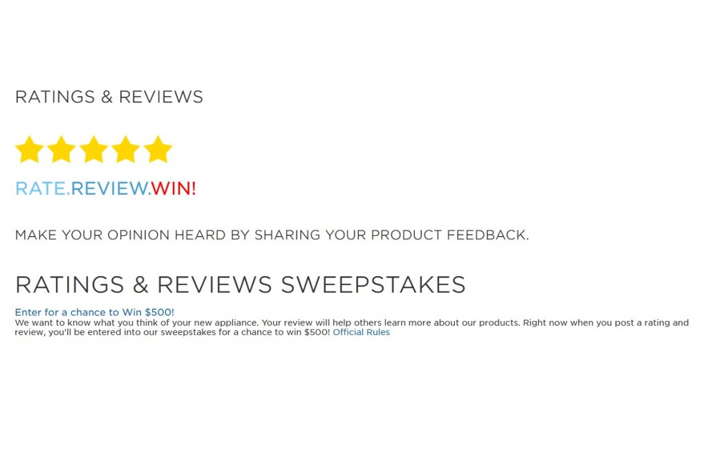 GE Appliances Ratings & Review Sweepstakes - Win $500 GE Digital Rewards (12 Winners)