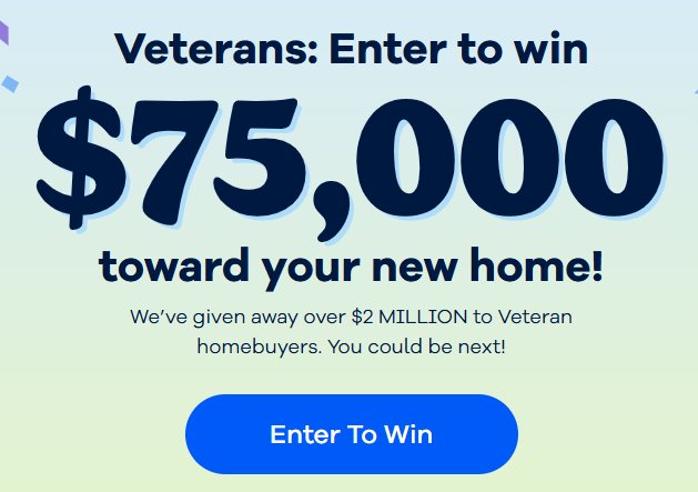 Realtor.com New Year, New Home $75k Veteran Homebuyer Giveaway – Win $75,000 For A New Home