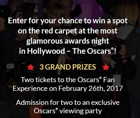 Red Carpet Oscars Fan Experience 2017 Sweepstakes!