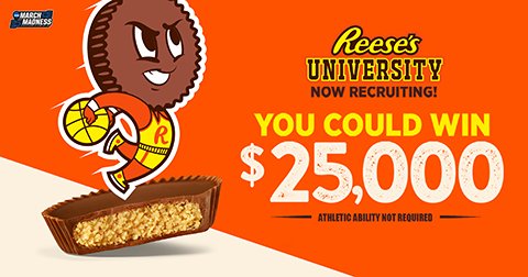 Reese’s University March Madness Instant Win Game - $25,000, $10,000 & More Up For Grabs (5,028 Winners)