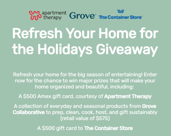 Refresh Your Home for the Holidays Giveaway - Win $1,575 in Gift Cards