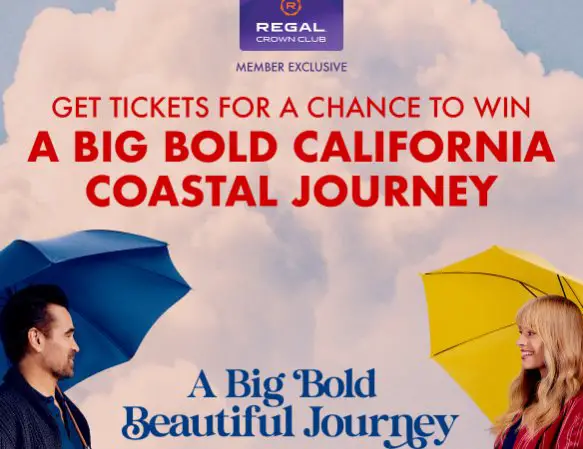 Regal Crown Club A Big Bold Beautiful Road Trip Sweepstakes  - Win a Luxurious California Coast Getaway for 2