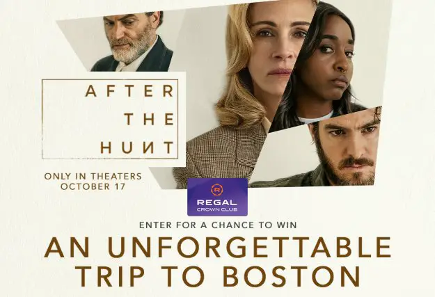 Regal Crown Club After the Hunt Boston Sweepstakes - Win a trip for 2 to Boston