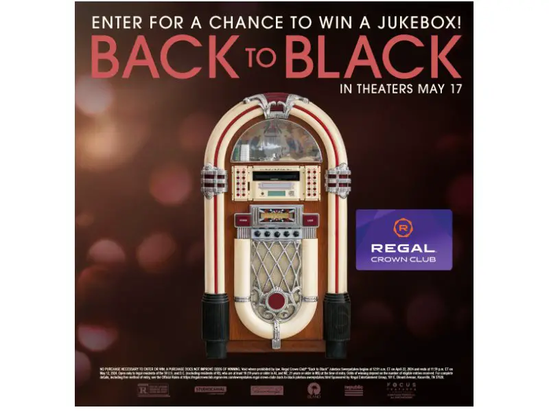 Regal Crown Club Back To Black Jukebox Sweepstakes - Win A Brand New Jukebox