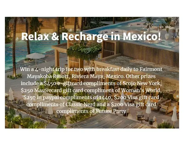 Relax & Recharge In Mexico Giveaway - Win A 4-Night Mexican Getaway