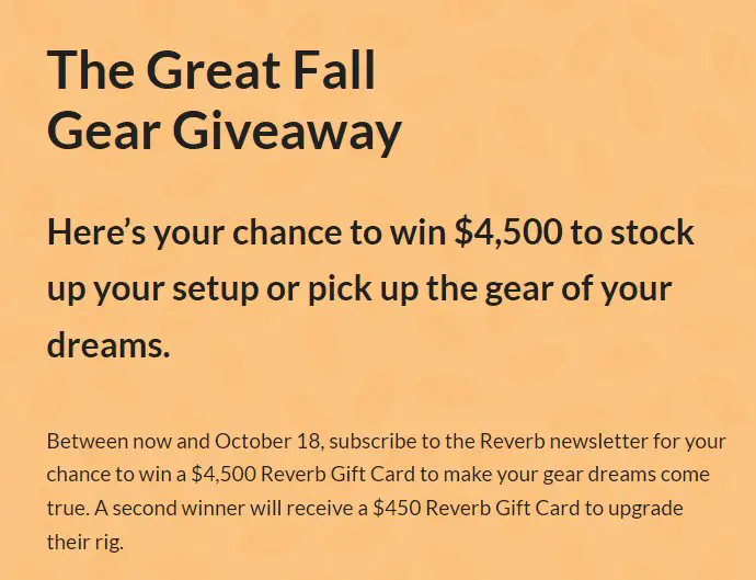 Reverb Great Fall Gear Giveaway - Win $4,500 Worth Of Musical Instruments & Recording Gear