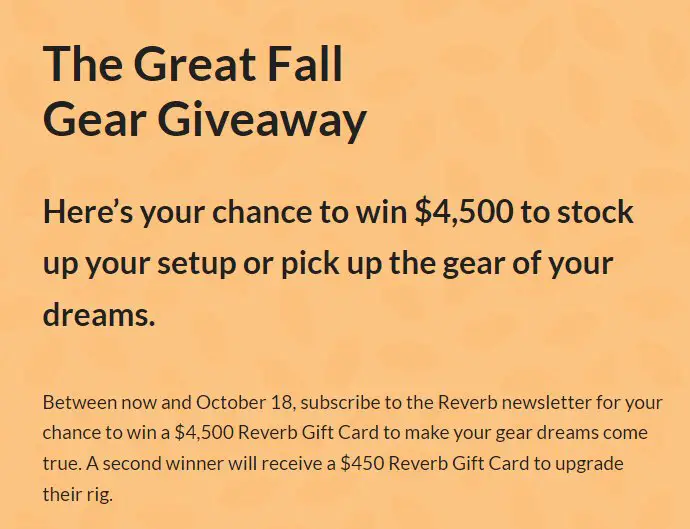 Reverb Great Fall Gear Giveaway Win 4,500 Worth Of Musical