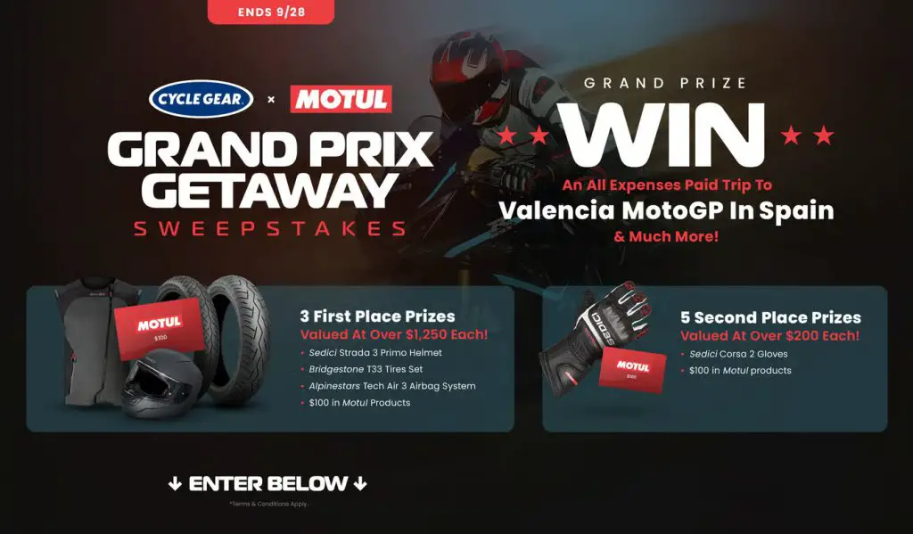 RevZilla & Cycle Gear Grand Prix Getaway Sweepstakes - Win A Trip To The 2025 MotoGP Valencia Grand Prix In Valencia