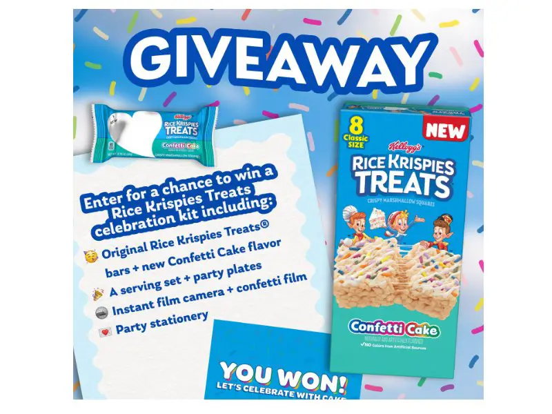 Rice Krispies Treats Confetti Cake Sweepstakes - Win Rice Krispies Treats, Party Items & More (10 Winners)