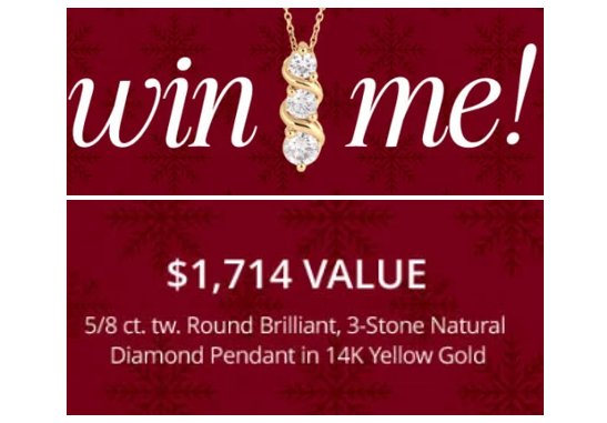 Riddle’s Jewelry Holiday Giveaway - Win a 5/8 ct. 3 diamond pendant in 14K gold