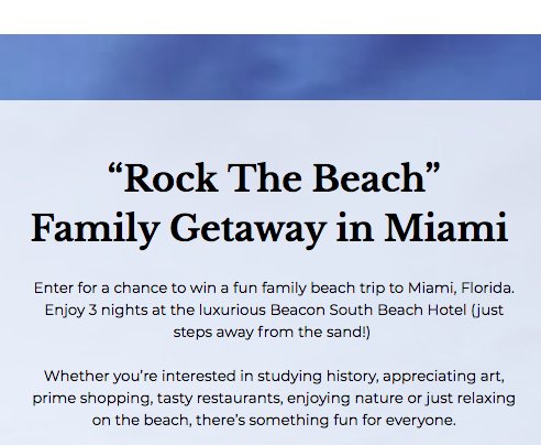 “Rock The Beach” Family Getaway in Miami