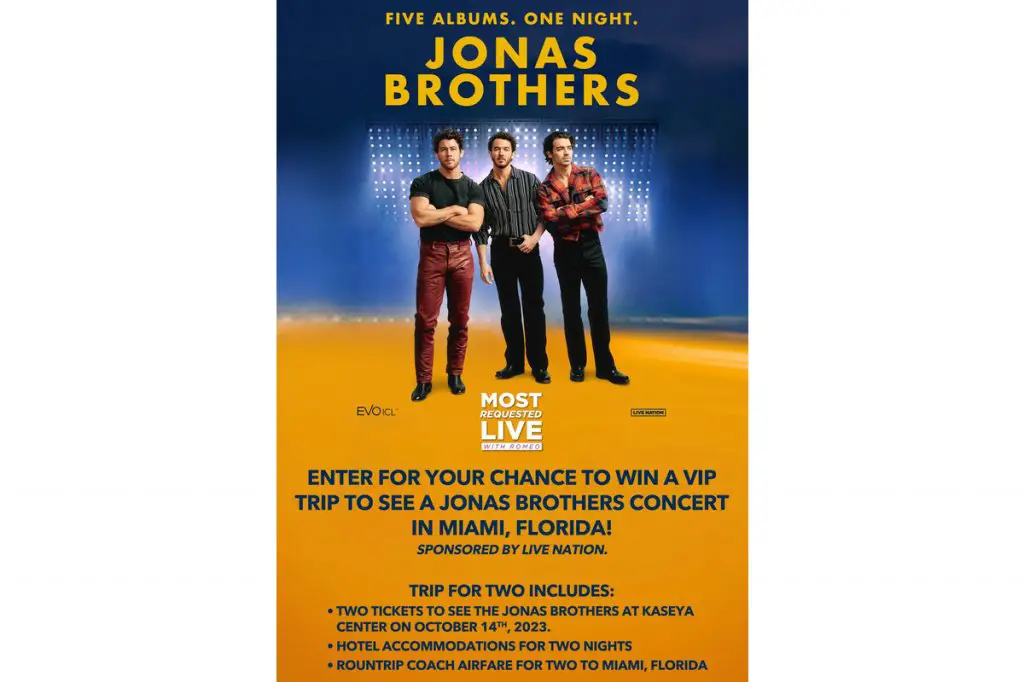 Romeo's Jonas Brothers Flyaway Sweepstakes - Win A Trip For Two To See Jonas Brothers Live In Concert