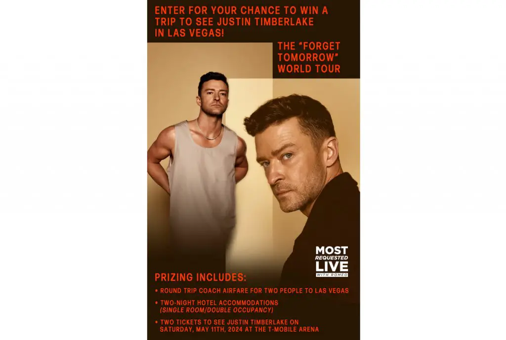 Romeo's Justin Timberlake Flyaway Sweepstakes - Win A Trip For Two To Justin Timberlake's Concert In Las Vegas