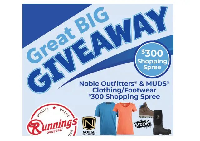Runnings August Great Big Giveaway - Win a $300 Noble Outfitters & MUDS Clothing/Footwear Shopping Spree.