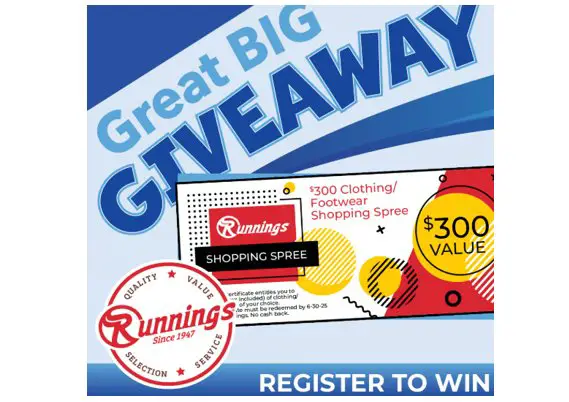 Runnings Great Big February Giveaway - Win A $300 Clothing/ Footwear Shopping Spree