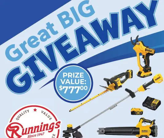Runnings Great Big March Giveaway - Win a $777 a DeWalt Yard Care Package