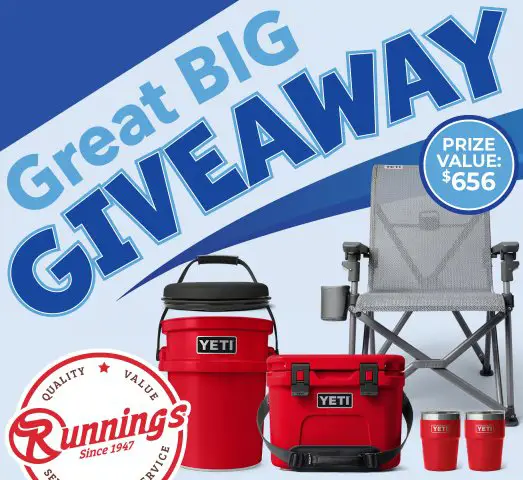 Runnings July Great Big Giveaway - Win YETI Cooler, Bucket, Chair and Drinkware Package