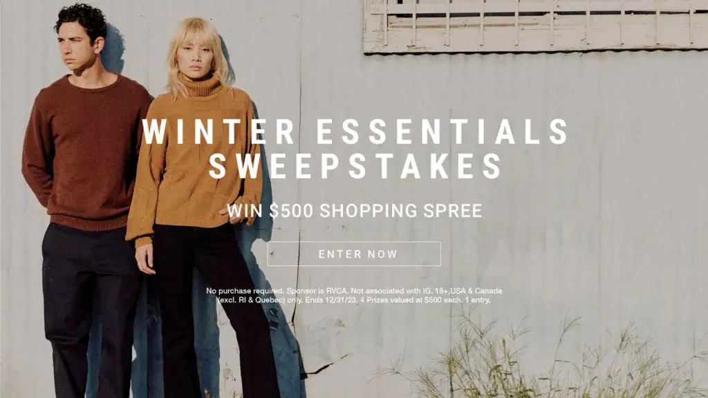 RVCA: Fall & Winter Shopping Spree Sweepstakes - Win A $500 Gift Card