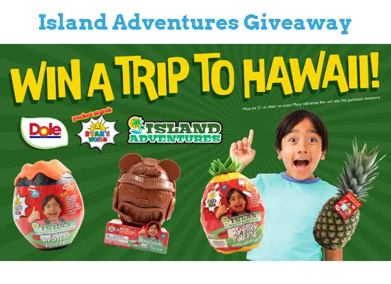 Ryan's World  Island Adventures Giveaway - Win A Trip For 4 To Hawaii + $5,000 Cash