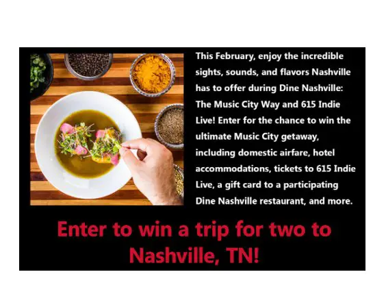 Ryan Seacrest’s Dine Nashville & 615 Indie Live Sweepstakes