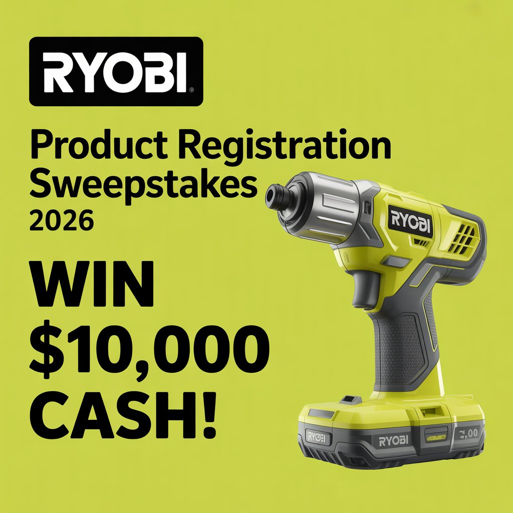 Ryobi Product Registration Sweepstakes 2026 – Win $10,000 Cash